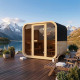 Sauna d'extérieur cube panoramique en bois 2 à 4 places + poêle 6KW + shingles inclus - SNÖ