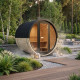 Sauna extérieur tonneau vitré compact en bois 2 à 4 places + poêle 6KW + shingles inclus - SNÖ