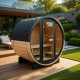 Sauna extérieur tonneau vitré compact en bois 2 à 4 places + poêle 6KW + shingles inclus - SNÖ