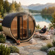 Sauna extérieur tonneau vitré compact en bois 2 à 4 places + poêle 6KW + shingles inclus - SNÖ