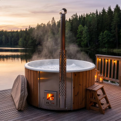 Bain nordique SNÖ blanc Ø2,0m avec poêle à bois intégré 4 à 6 places