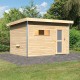 Sauna d'extérieur SKROLLAN 2 en bois massif 38mm 4 à 6 places avec porte opaque et vestibule - KARIBU