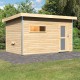 Sauna d'extérieur SKROLLAN 3 en bois massif 38mm 6 à 8 places avec porte opaque et vestibule - KARIBU