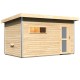 Sauna d'extérieur SKROLLAN 3 en bois massif 38mm 6 à 8 places avec porte opaque et vestibule - KARIBU