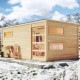 Sauna extérieur Hygge bois naturel avec vestibule et trois fenêtres 6 à 8 places 38mm KARIBU