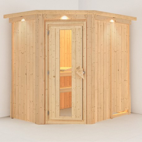 Sauna traditionnel d’angle Saja Plug &Play - 3 à 4 places 68mm KARIBU