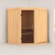 Sauna traditionnel d'angle TAURIN 2 à 3 places 68mm sans couronne - avec porte moderne KARIBU
