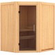 Sauna traditionnel d'angle TAURIN 2 à 3 places 68mm sans couronne - avec porte moderne KARIBU