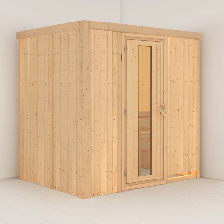 Sauna traditionnel BODIN 1 à 2 places 68mm sans couronne - avec porte à économie d'énergie KARIBU