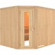Sauna traditionnel d'angle MALIN 5 à 6 places 68mm KARIBU
