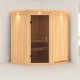 Sauna traditionnel d'angle TAURIN 2 à 3 places 68mm avec couronne et porte moderne KARIBU