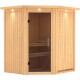 Sauna traditionnel d'angle TAURIN 2 à 3 places 68mm avec couronne et porte moderne KARIBU