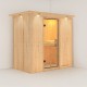 Sauna traditionnel VARIADO 2 à 3 places 68mm avec couronne et porte en verre claire KARIBU