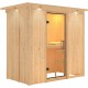Sauna traditionnel VARIADO 2 à 3 places 68mm avec couronne et porte en verre claire KARIBU