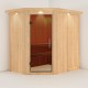 Sauna traditionnel d'angle CARIN 4 à 5 places 68mm avec couronne et porte moderne KARIBU