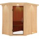 Sauna traditionnel d'angle CARIN 4 à 5 places 68mm avec couronne et porte moderne KARIBU