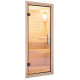 Sauna traditionnel d'angle CARIN 4 à 5 places 68mm avec couronne et porte en verre clair KARIBU
